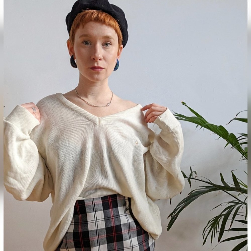 Arnold Palmer knit unisex sweater Vintage cream oversized